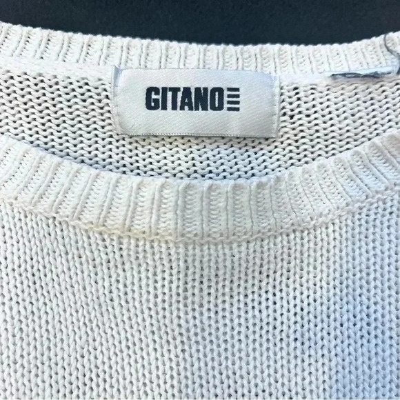 Vintage Gitano Women’s Knit White Sweater Oversized with Floral Embroidery L - Picture 8 of 10